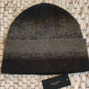 Rag & Bone Men's Charcoal and Black Knit Beanie